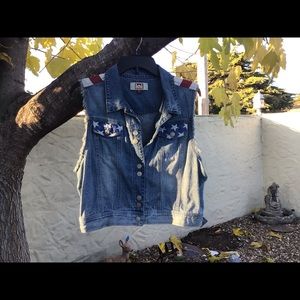 LEI jean vest with Stars and Stripes, size XL